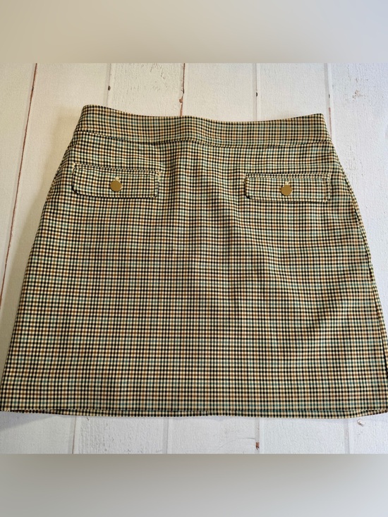 LOFT Dresses & Skirts - LOFT Plaid Mini Skirt Size 10 Brown Tan Blue Preppy Academia Fall A-Line